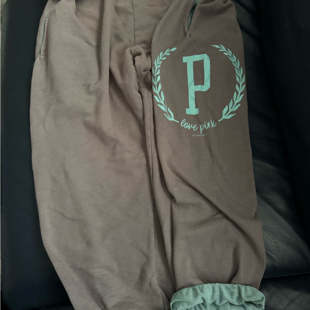PINK Victoria's Secret Gray/teal Sweatpants M